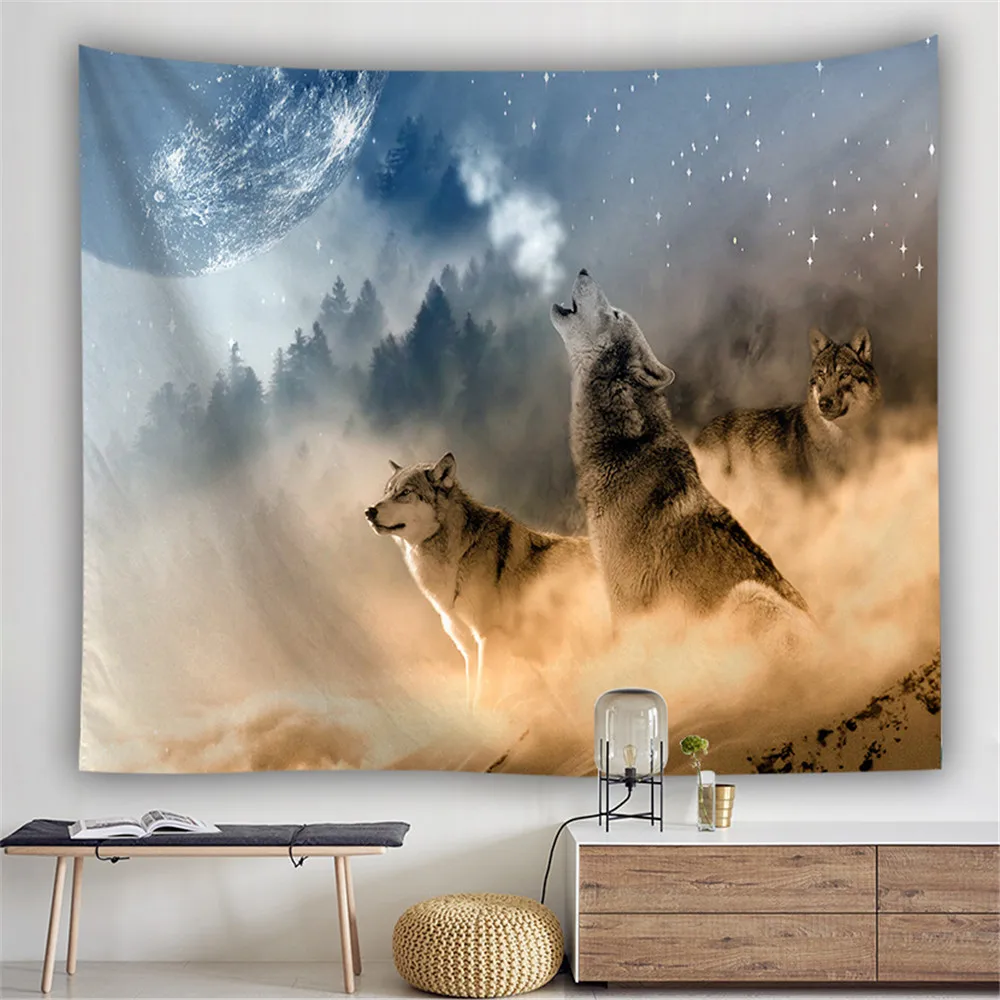 Большой многофункциональный гобелен 3D Волчья стена декор в общежитии настенные