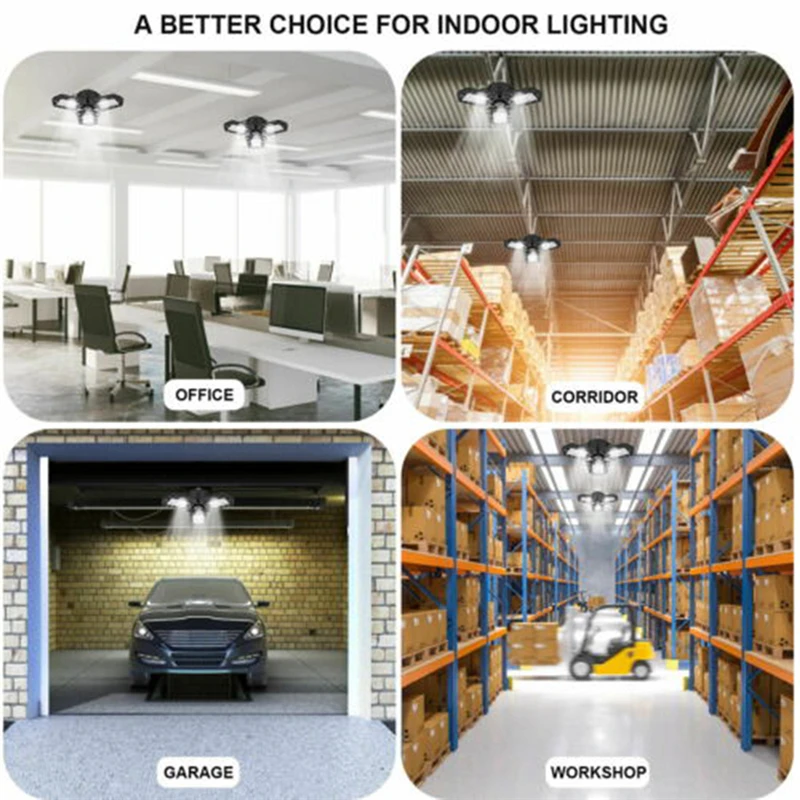 

LED Garage Lights 80W Deformable Garage Ceiling Light 8000LM E26 LED Shop light