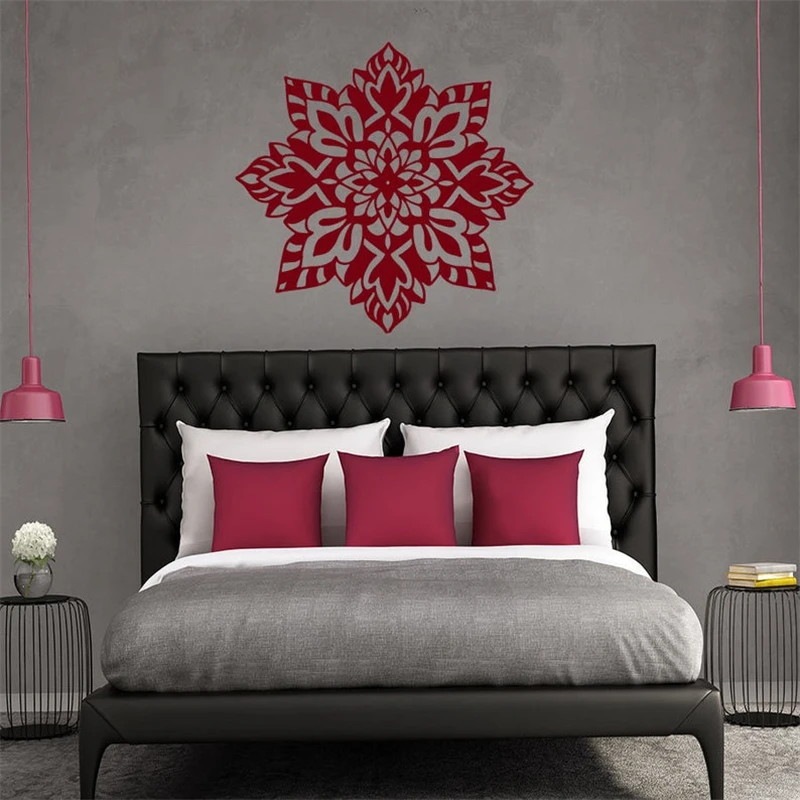 Наклейка на стену с рисунком мандалы, марокканского орнамента, цветок, намаст, индийский круг, геометрический, Йога, богемный декор, Виниловая наклейка HY1440