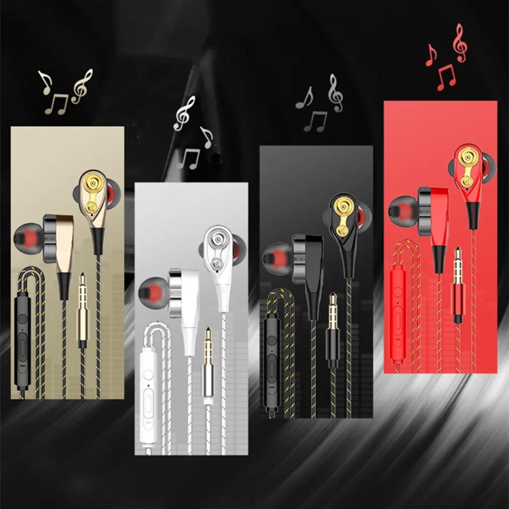 

Dual Drive Stereo Wired Earphone In-ear Headset Earbuds Bass Earphones For IPhone Samsung 3.5mm Sport Gaming Headset With Mic