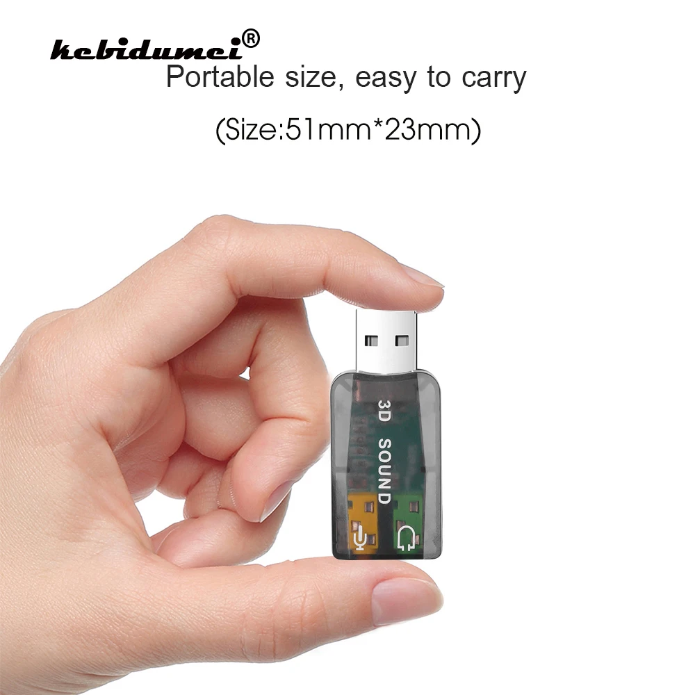 Kebidumei внешнее аудио 5 1 USB звуковая карта 3D адаптер канал 3 мм микрофон динамик