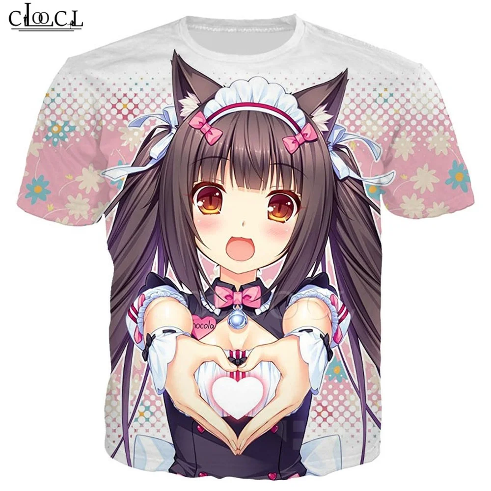 

Новый стиль аниме некопара чокола ваниль Милая футболка для девочек 3D печать унисекс толстовка с коротким рукавом повседневные топы