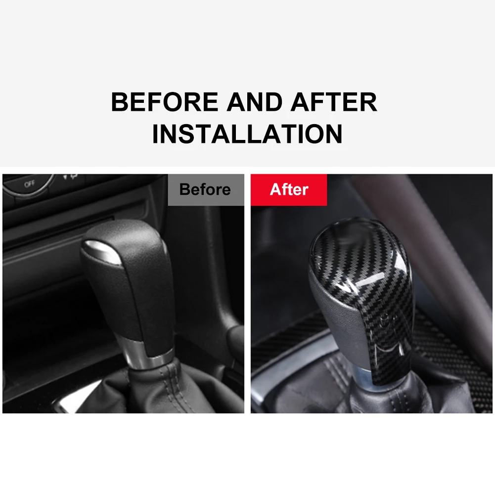 Gear Shift Knob Cover Trim Decorative Sticker Carbon Fiber Black for Mazda 3 Axela 14-18 ATZ 14-20 CX-3 CX-5 CX-8 CX-4 | Автомобили и