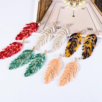new colorful acrylic leaves dangle drop earrings fashion pendant hangle earrings for women jewelry accessories wholesale gift