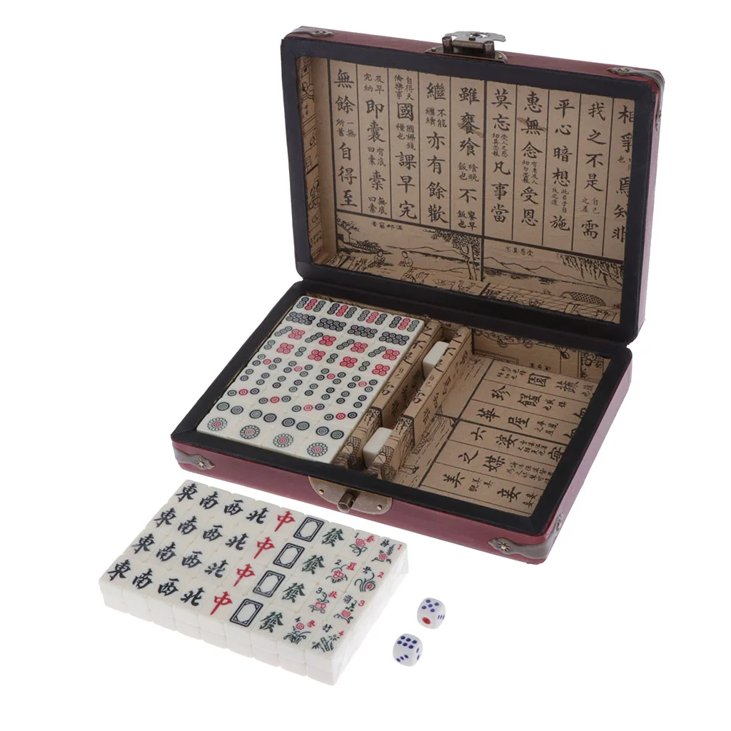 

Мини маджонг, традиционный китайский игровой набор с портативной коробкой Wodoen Mah-Jongg, семейный отдых