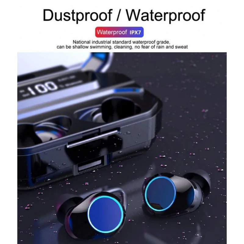 G02 TWS 5,0 Bluetooth наушники 9D стерео беспроводные наушники IPX7 водонепроницаемые наушники 3300 мАч светодиодный умный внешний аккумулятор держатель для телефона