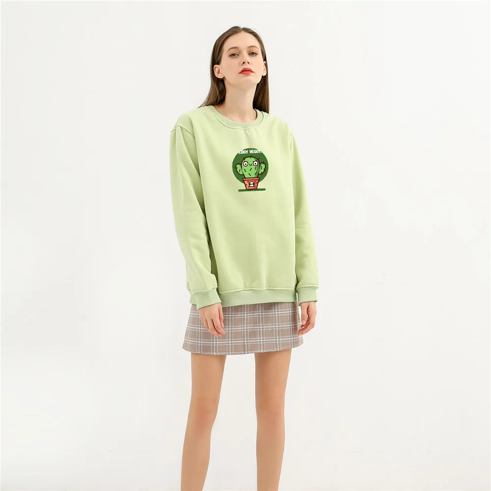 Cute Funny Cactus Sweatshirt Cotton Pullover Plus Size Clothes for Women Cottagecore Aesthetics Warm Harajuku Sweetshirt Girls