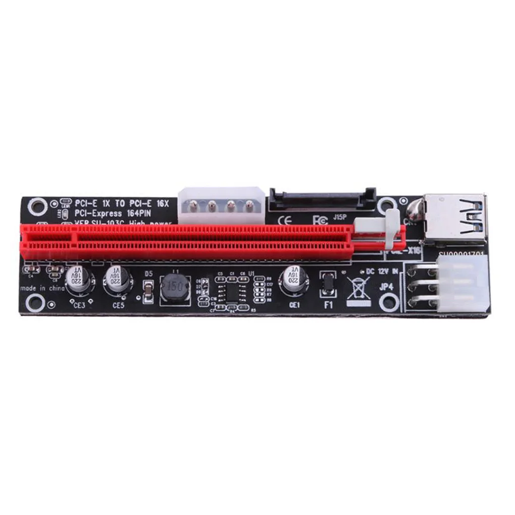 

Райзер-карта питания PCI-E VER103C 3 в 1 со светодиодной подсветкой, светодиодный 4-контактный 6-контактный Sata 15-контактный Экспресс-кабель с 1X на 16X ...
