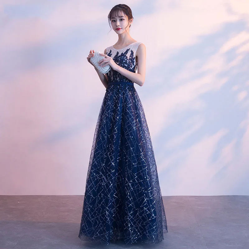 Beauty Emily 2019 с круглым вырезом без рукавов вечерние платья блестками кружевные