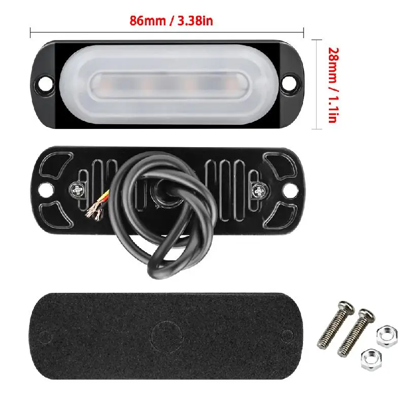 

10pcs Strobe 4 LED Light White Amber Emergency Hazard Flashing Tow Truck
