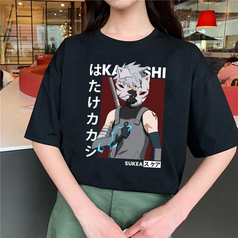 

Женская одежда, футболки Hatake Kakashi Uchiha Sasuke с коротким рукавом, аниме футболка Харадзюку, футболка оверсайз, женские футболки
