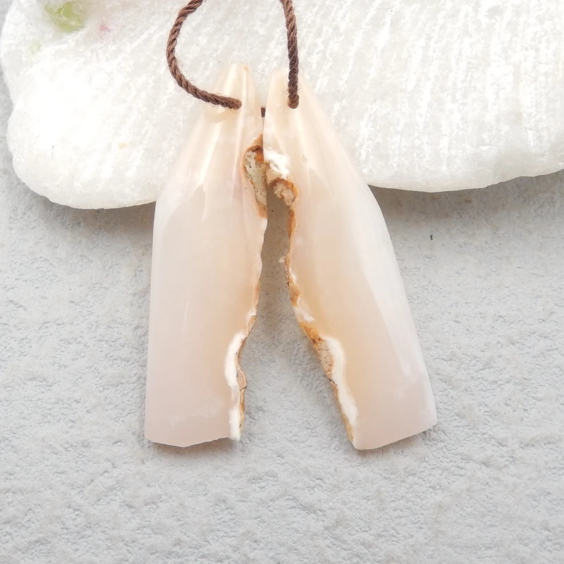 

Серьги из натурального розового опала Nugget, полудрагоценные камни, ювелирные аксессуары, пара сережек 38x10x3 мм 4G