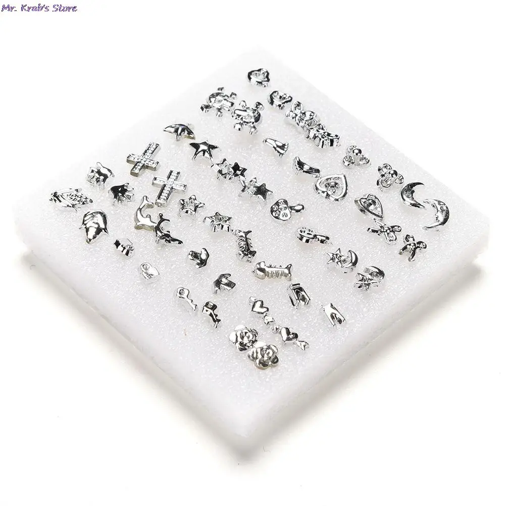 24Pairs Mix Silver Plated Plastic Ear Stud Earring Set Bijoux Bohemian Earrings Jewerly For Girls | Украшения и аксессуары