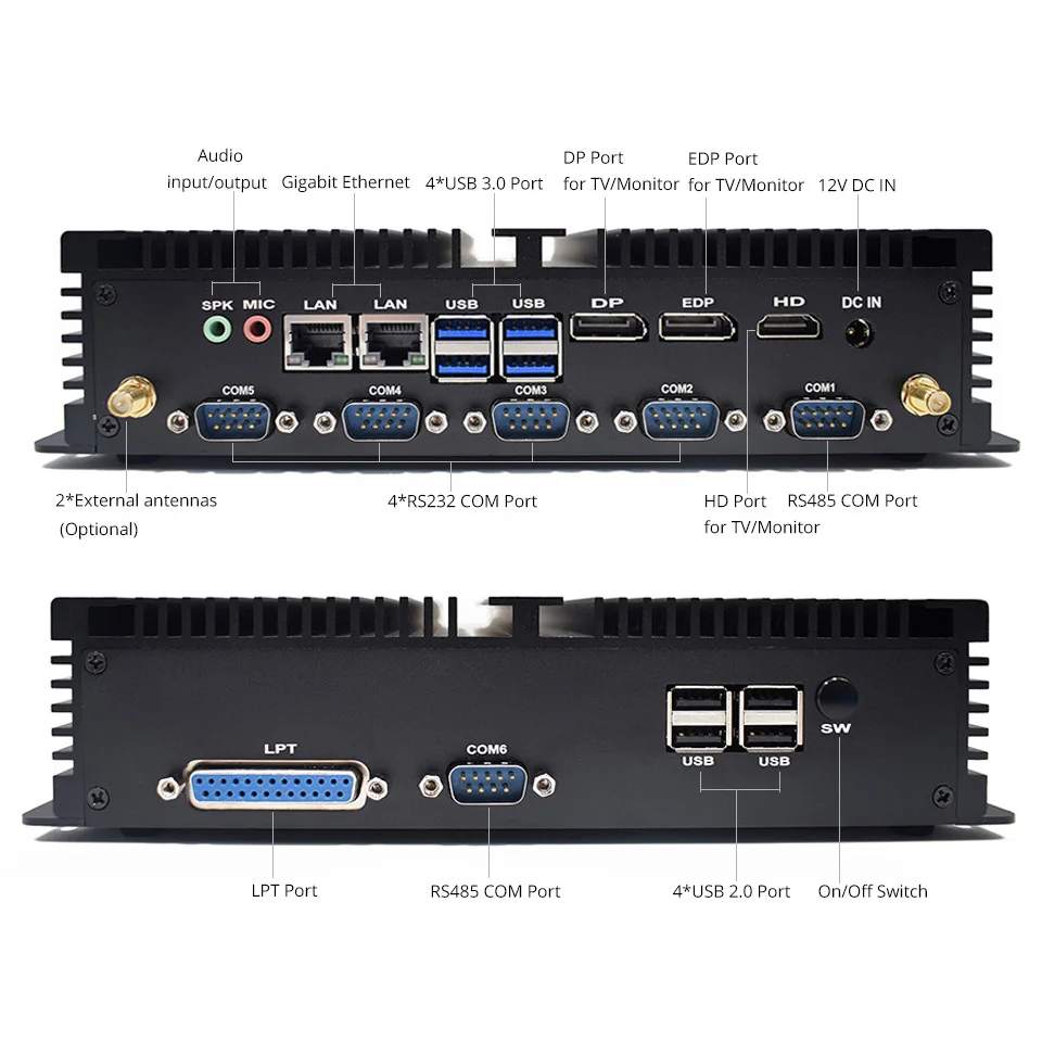 Hystou Core i7 8550U/ core i5 8250U промышленный Мини ПК 2 intel Lan HDMI DP EDP LPT SIM четырехъядерный 8th gen
