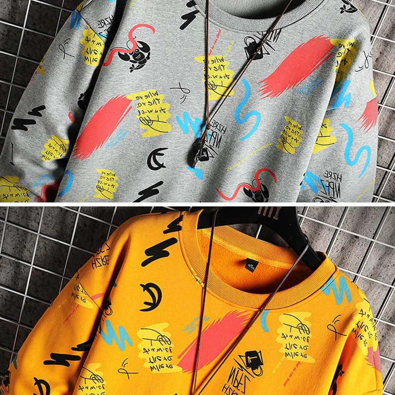 

Single Road Crewneck Sweatshirt Men 2021 Spring Print Sweatshirts Male Japanese Streetwear Hip Hop Oversized Hoodie Men Hoodies