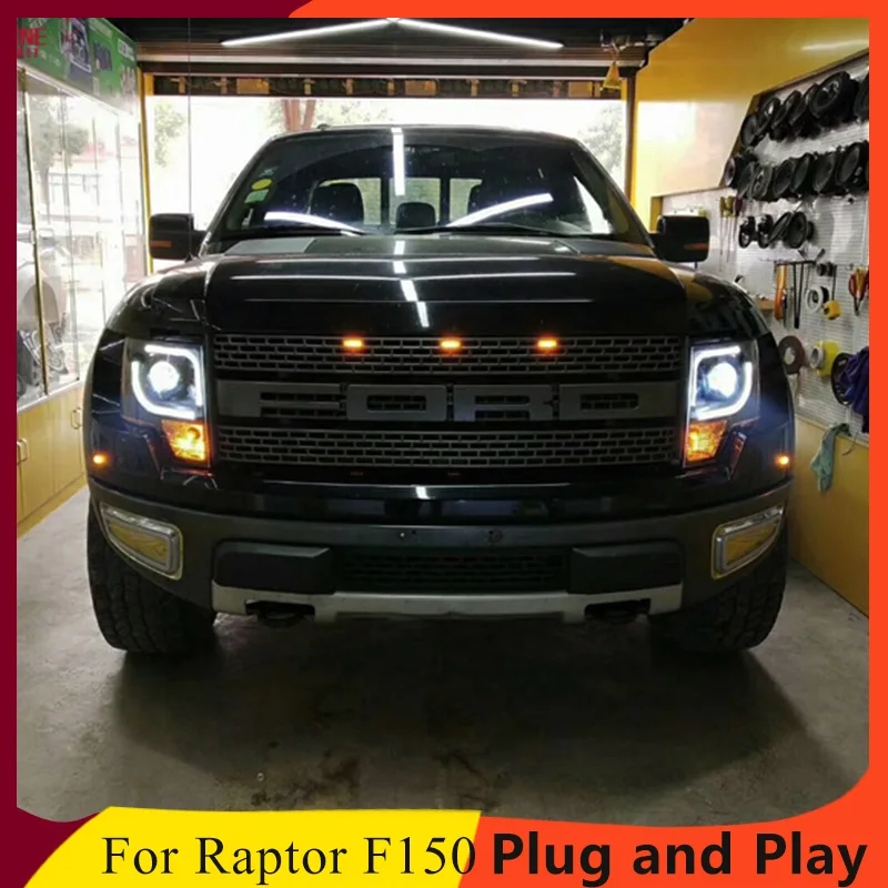 

KOWELL Car Styling for Ford raptor F150 led headlights 2008-2015 for F150 drl H7 hid Bi-Xenon Lens angel eye low beam