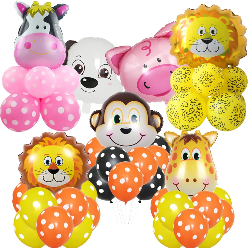 1 Набор воздушные шары из фольги в виде головы животного тигра обезьяны льва