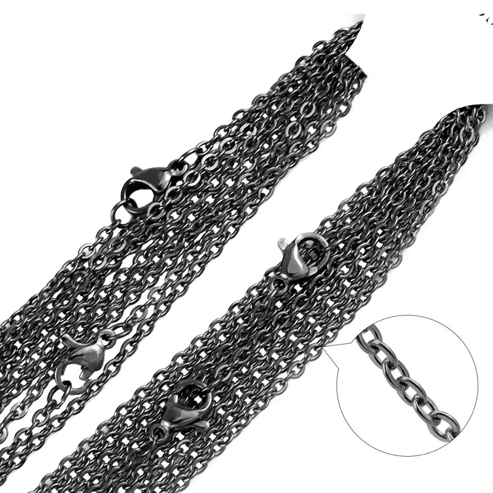 10 шт./лот нержавеющая сталь звено цепи черного цвета розового золота стальные