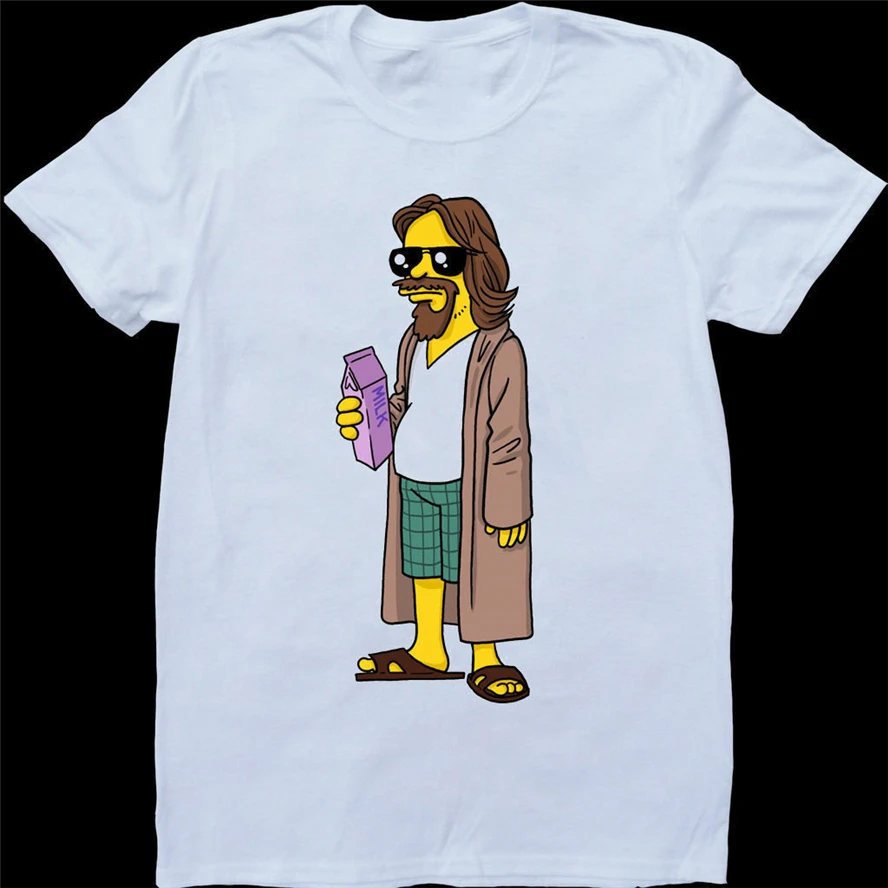 Забавная белая футболка БОЛЬШОЙ ЛЕБОВСКИ The Dude Homer для фанатов Джефф Бриджес Classic