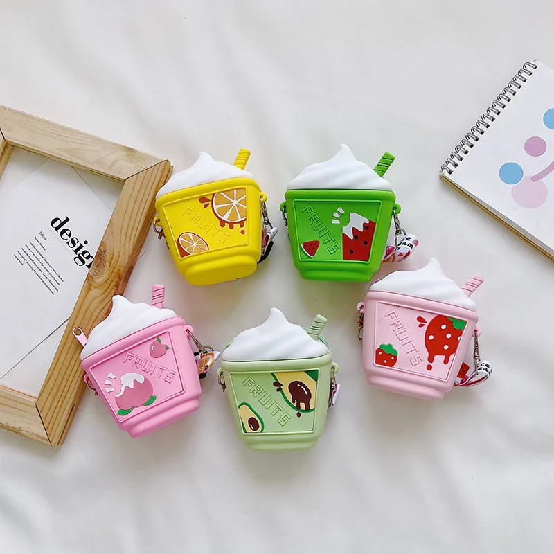2022 New Cute Girls Ice Cream Children Messenger Bags Baby Wallet Waterproof Silicone Parent-child Bag