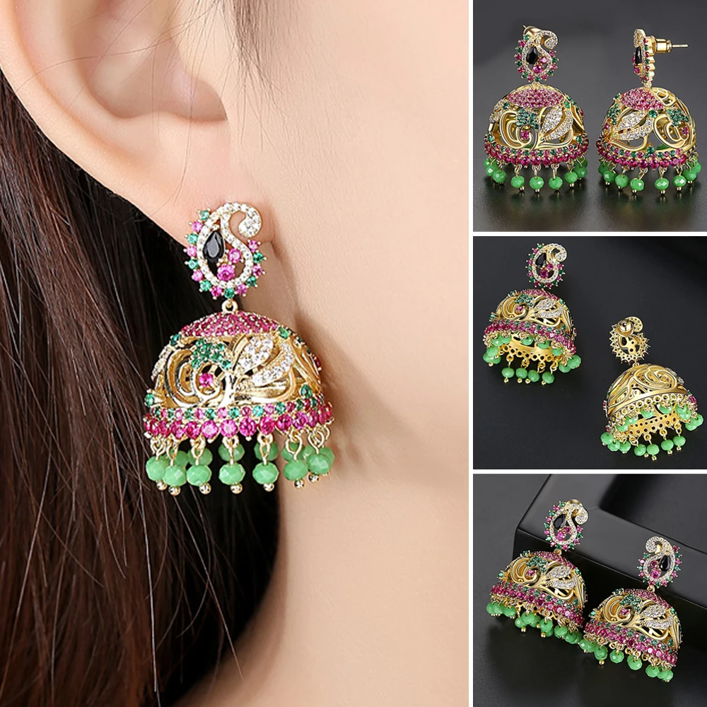 Модные Индийские Ювелирные изделия Jhumka AAA Cunbic с маленькими колокольчиками серьги