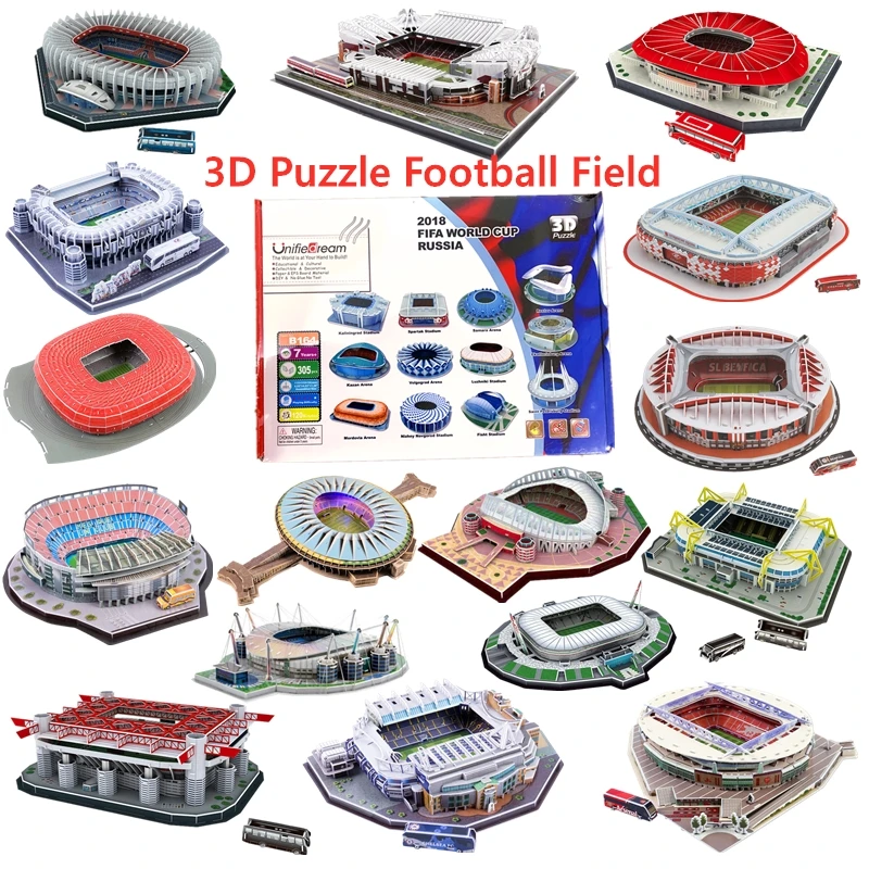 

3D DIY puzzle 18 styles World Cup football stadium European football stadium assembled building model children's educational toy