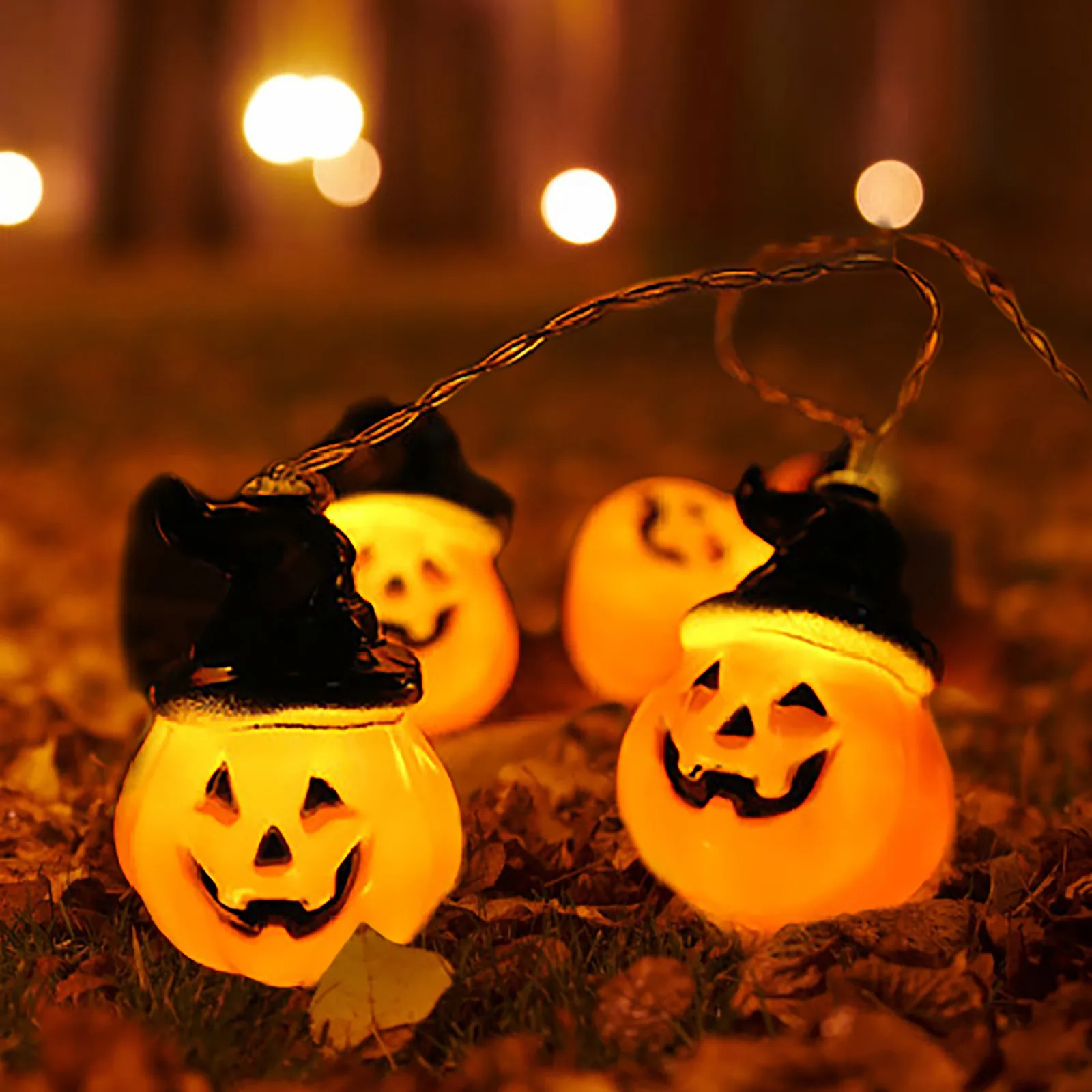 

1.5m 10led Halloween Pumpkin String Lights Diy Hanging Horror Halloween Decoration Outdoor Street Garland Garden Decoration