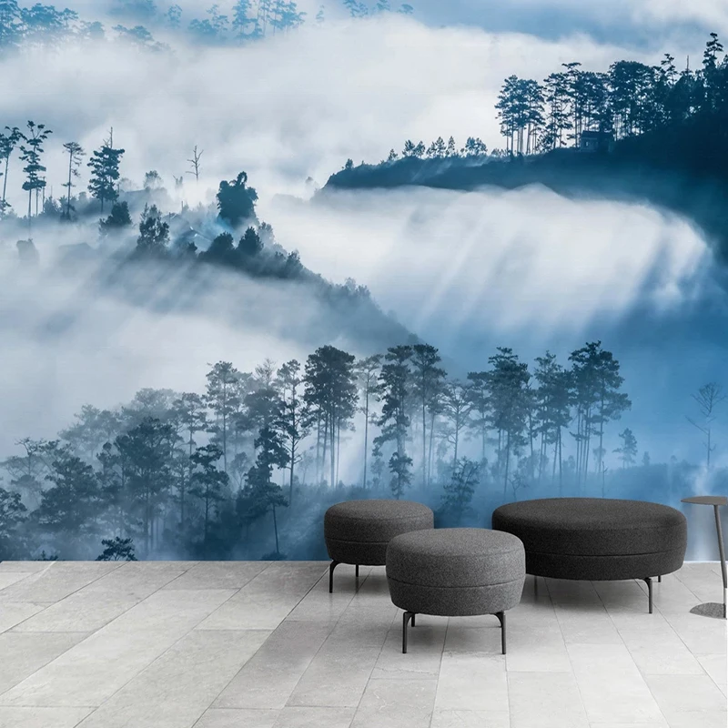 Настенная роспись на заказ живопись гор воды пейзаж в китайском стиле гостиная