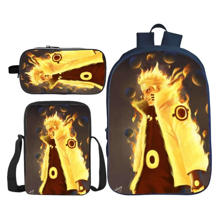 Рюкзак Narutoo Узумаки и Саске комплект из 3 предметов школьный ранец сумка для