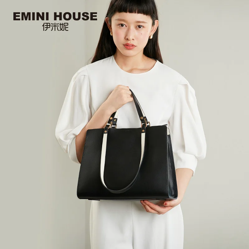 Вместительная кожаная сумка-тоут EMINI HOUSE Офисная Роскошная дамская сумочка на