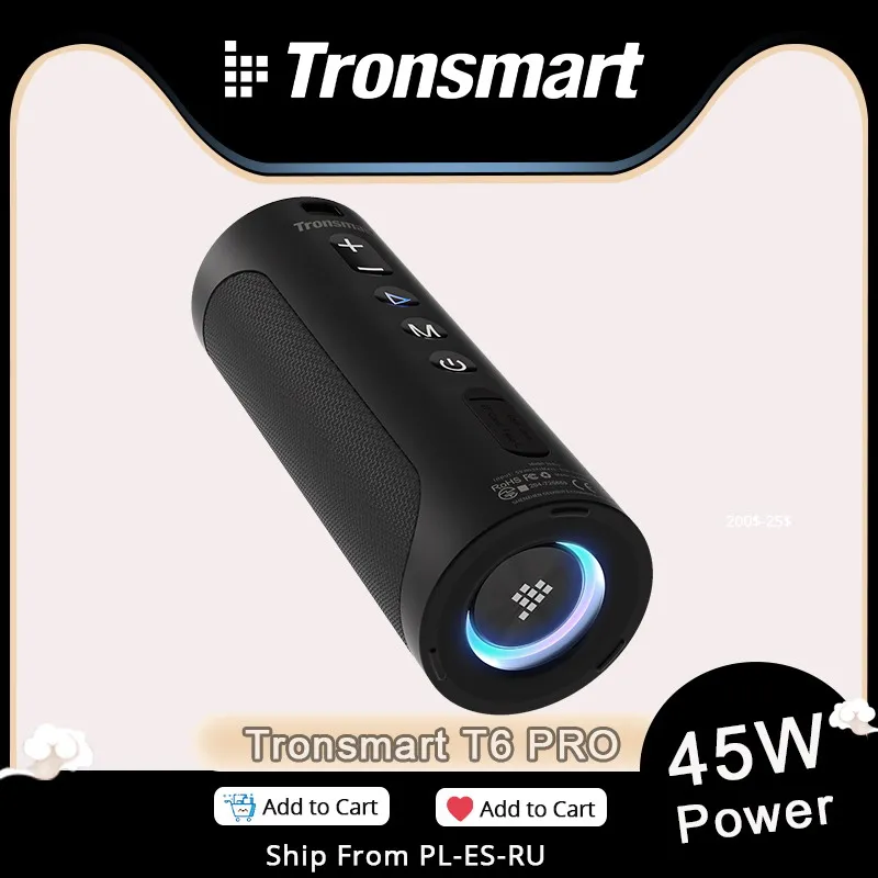 Портативный Bluetooth-динамик Tronsmart T6 Pro до 45 Вт IPX6 аккумулятор 10400 мАч | Электроника