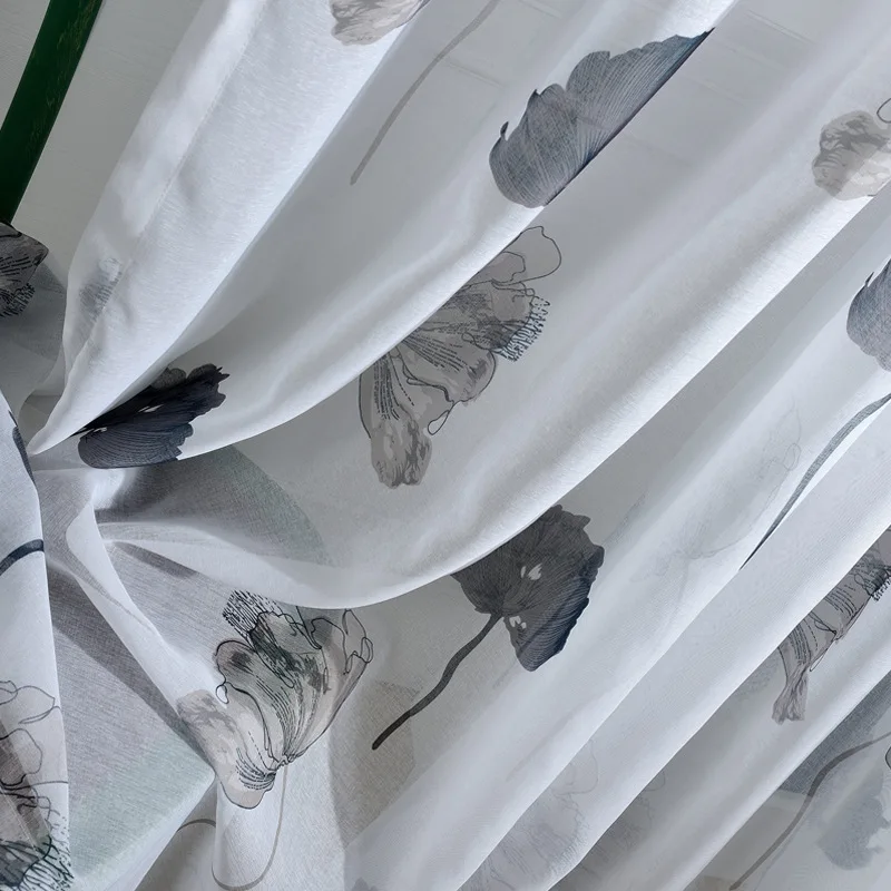 Мягкие тюлевые шторы в виде лотоса для гостиной японский стиль вуаль прозрачная