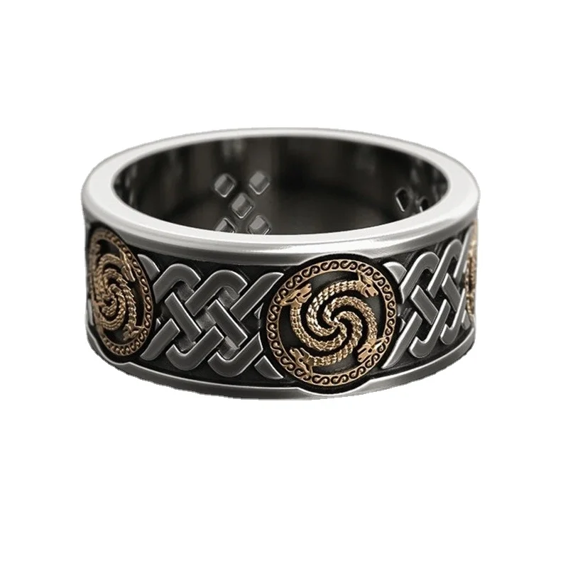 

Men Retro Vikings Dragon Stainless Steel Ring Mens Vintage Biker Viking Amulet Jewelry Hip Hop Party Memorial Gift