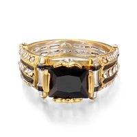 alloy zircon two color modeling anillos hombre fashionable atmosphere mens color gold ring crystal rings for men black
