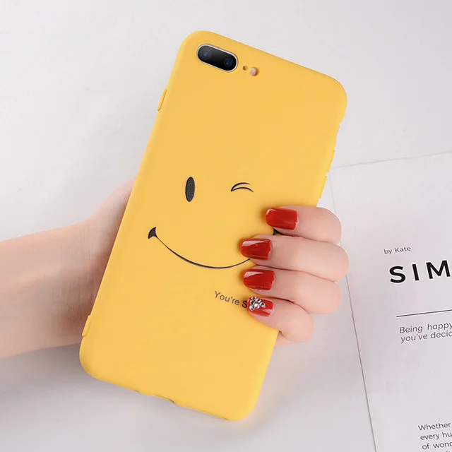 8 Чехол для телефона KJOEW для iPhone 11 Pro Max 6 6S 7 8 Plus X XR XS MAX Милая мультяшная борода да буква Желтая Мягкая ТПУ задняя крышка Couqe - Цвет: 8