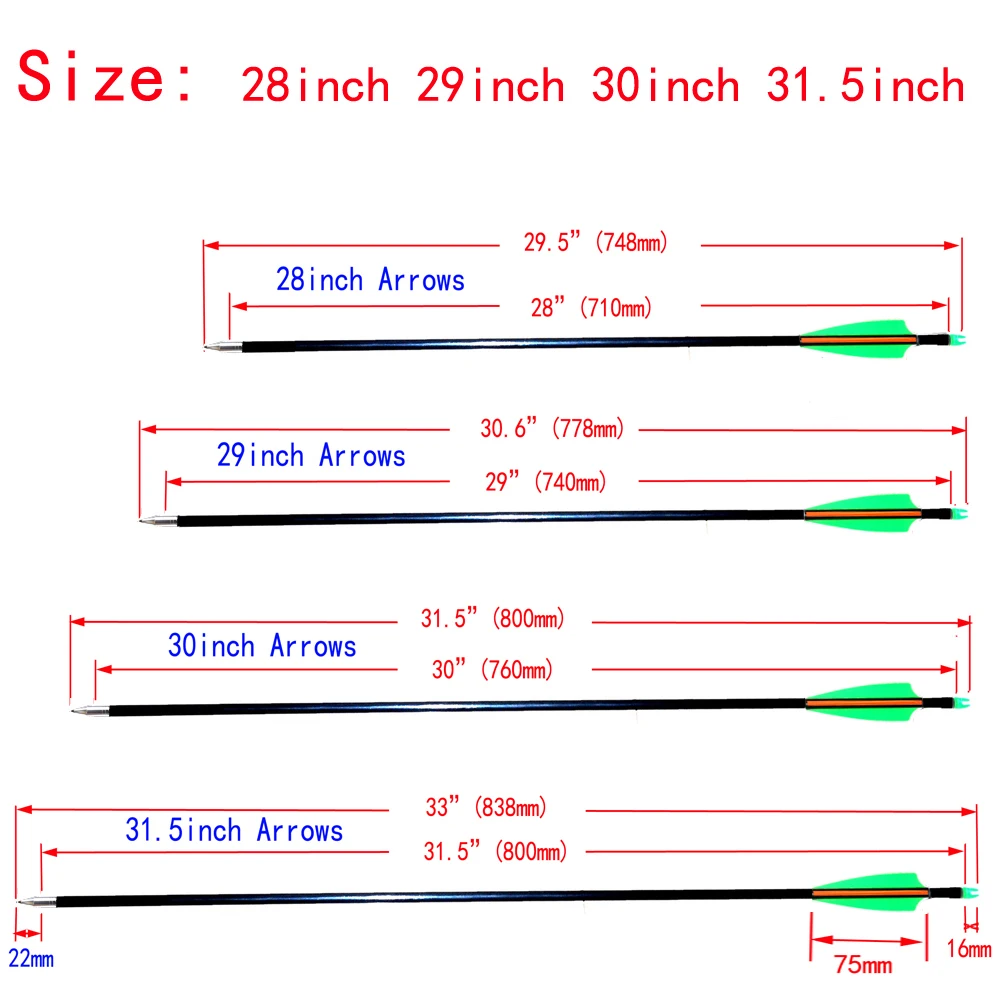 6/12/24PCS 31.5-28 Inch 3&quot Vane Fiberglass Arrows Archery Targeting Arrow for Recurve Compound Bow Shooting practice | Спорт и