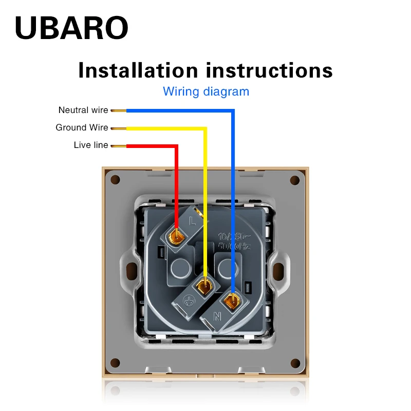 UBARO Пособия по немецкому языку AC110 250V 16A черного цвета с украшением в виде
