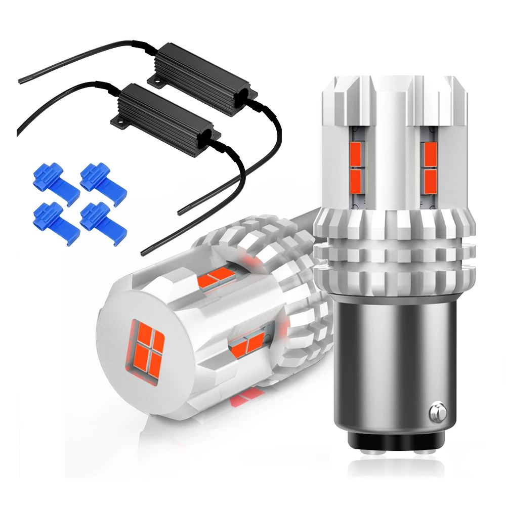 

OXILAM 2Pcs Bay15d LED CANBUS Error Free P21/5W 1157 LED Bulb Red Amber for Car Brake Stop Tail Parking Light Turn Signal Lamp