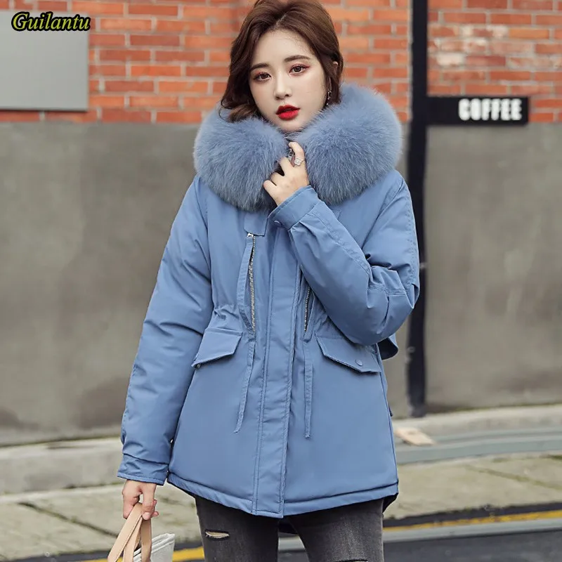 Женская зимняя короткая куртка с капюшоном из искусственного меха|Женские парки|