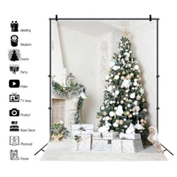 laeacco merry christmas tree gift fireplace interior floor decor background banner baby kids portrait photography photo backdrop