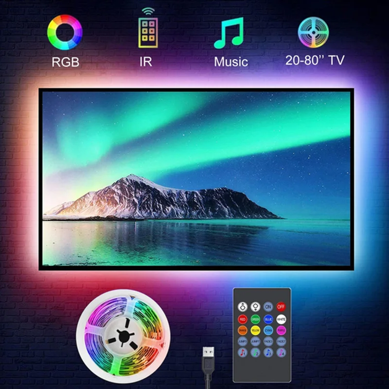 Неоновая Светодиодная лента RGB 5050 BPCB 5 В USB водонепроницаемая м музыкальный пульт