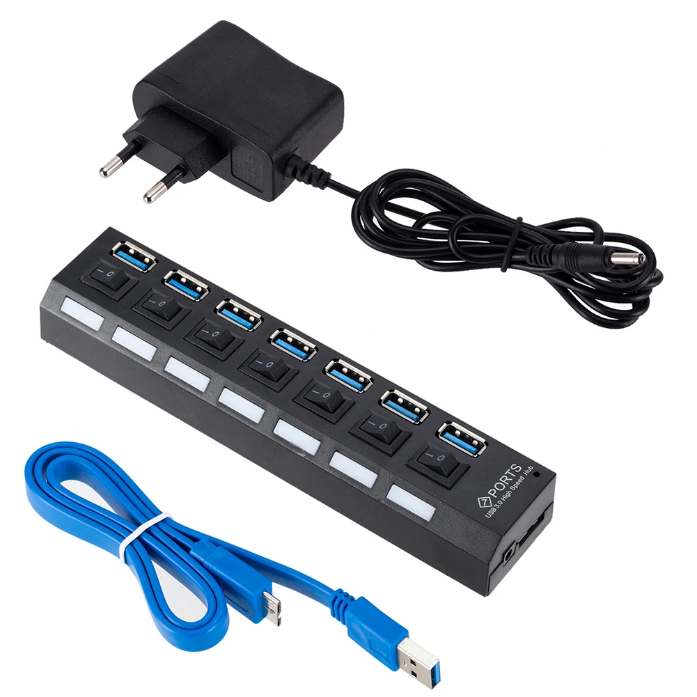 

Portable 7 Ports USB 3.0 HUB Adapter High-Speed 5Gbps Multi USB Splitter Power Expander for Laptop PC