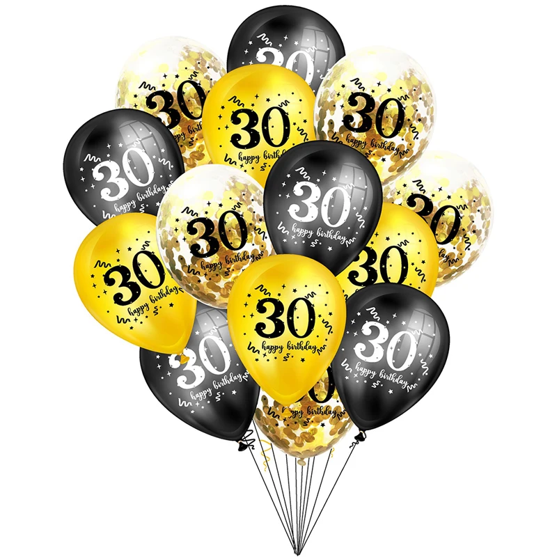 

15pcs Latex Happy Birthday Balloon Confetti Balloons 30-70 Years Old Anniversary