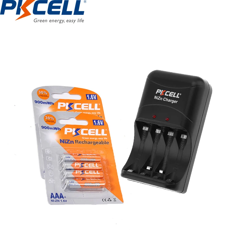 8pcs pkcell aaa rechargeable battery 900mwh 1 6v ni zn 3a aaa batteries nizn battery charger for aaaaa battery free global shipping