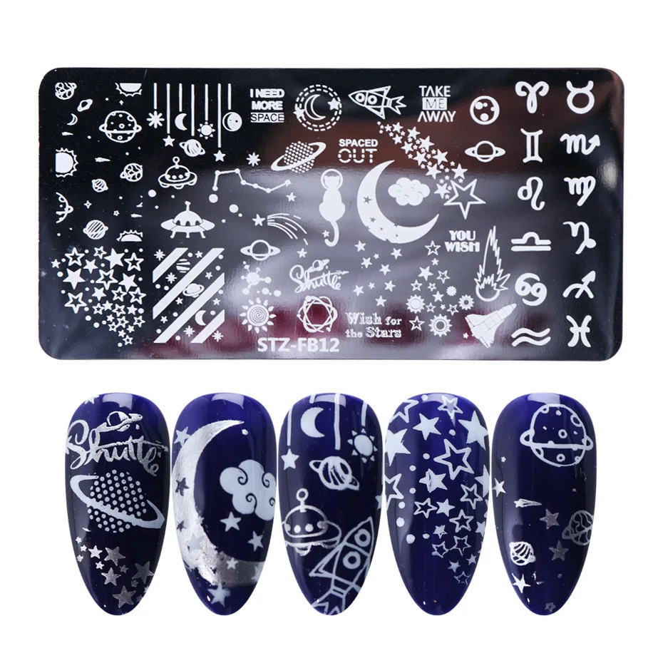 

Lettering Nail Stamping Plates Lace Flower Animal Image Stamps Templates Geometric Manicure Printing Stencil Tools