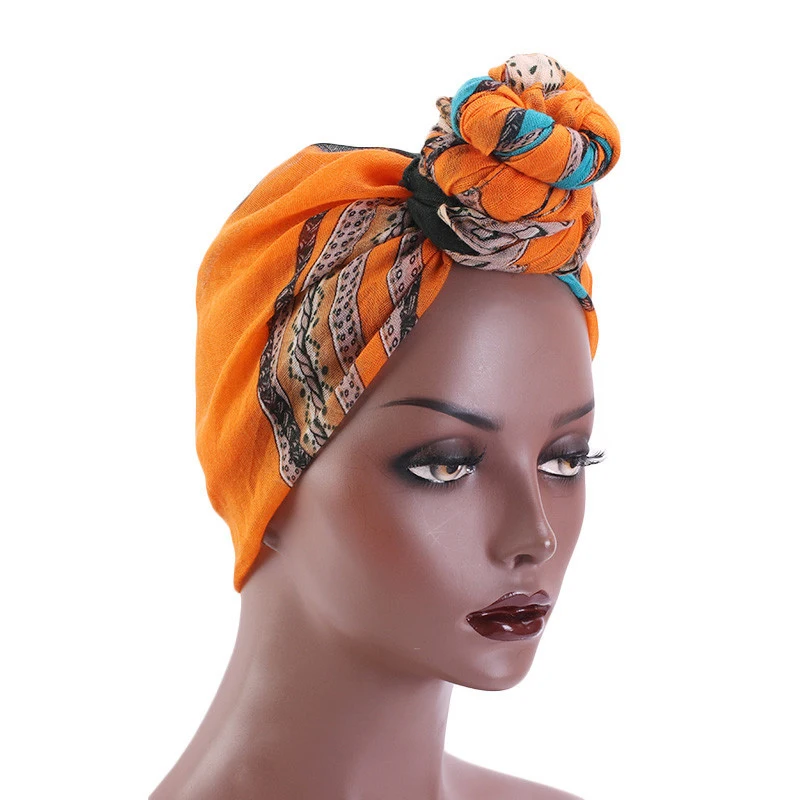 

Lady Bonnet Hat Night Cap Sleep Hats African Print Turban Women Head Cover Muslim Hairband Head Scarf Long Headscarf Ties