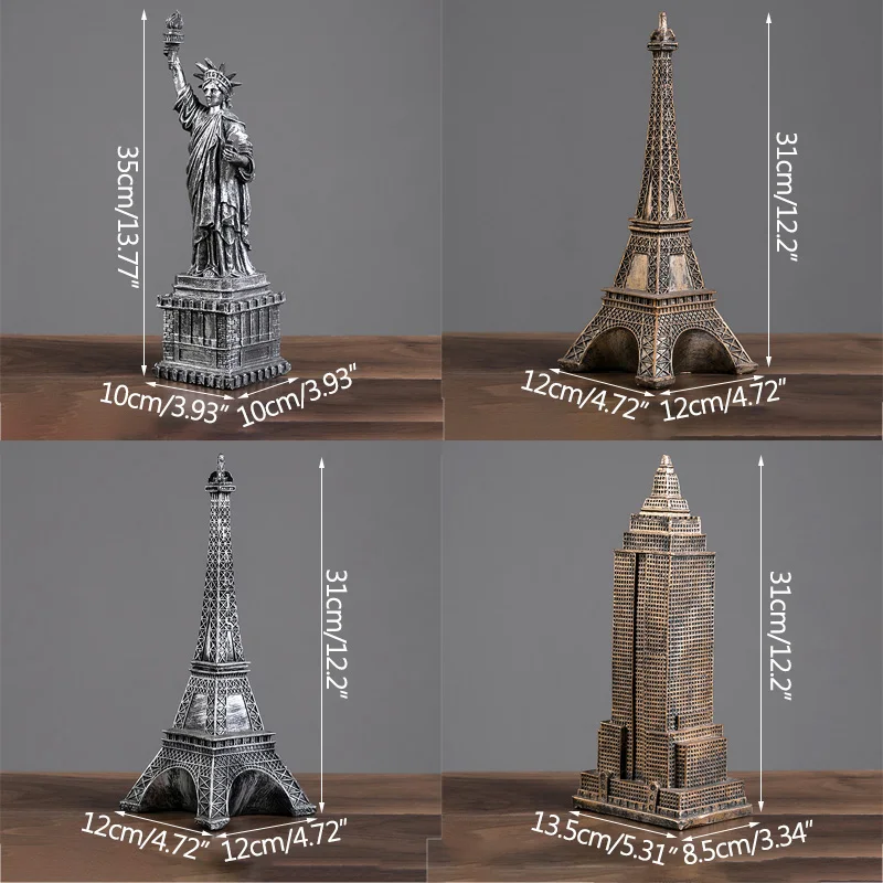 

European Empire State Building Statue Of Liberty Paris Tower Miniature Model Home Decoration Art Crafts Ornaments Resin Gifts