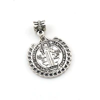 15pcs alloy saint st benedict de nursia badge medal dangle charm beads for jewelry making bracelet findings 25 5x37mm a 560a