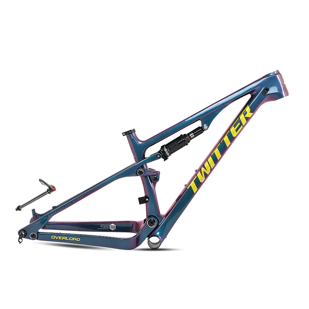 

TWITTER OVERLORD frames Full suspension carbon fiber bicycle frame with shock-absorbing soft tail, cross-country mountain frame