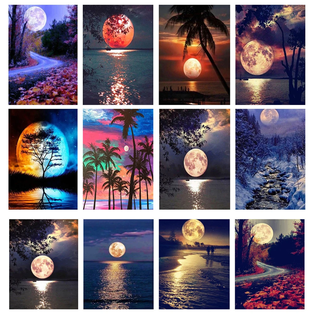 Картина для вышивки крестиком С закатом восхода и пейзажем|Алмазная мозаика